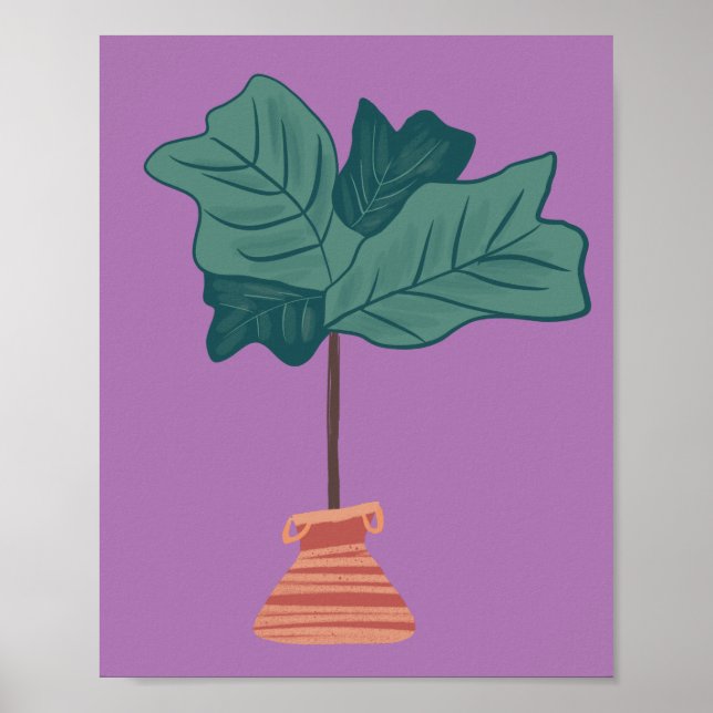 Fiddle Fig Träd Botaniska Växter Tropiska Poster (Framsidan)