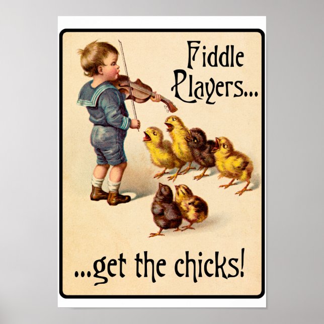 Fiddle Players Hämta Chickarna Violin Music Poster (Framsidan)