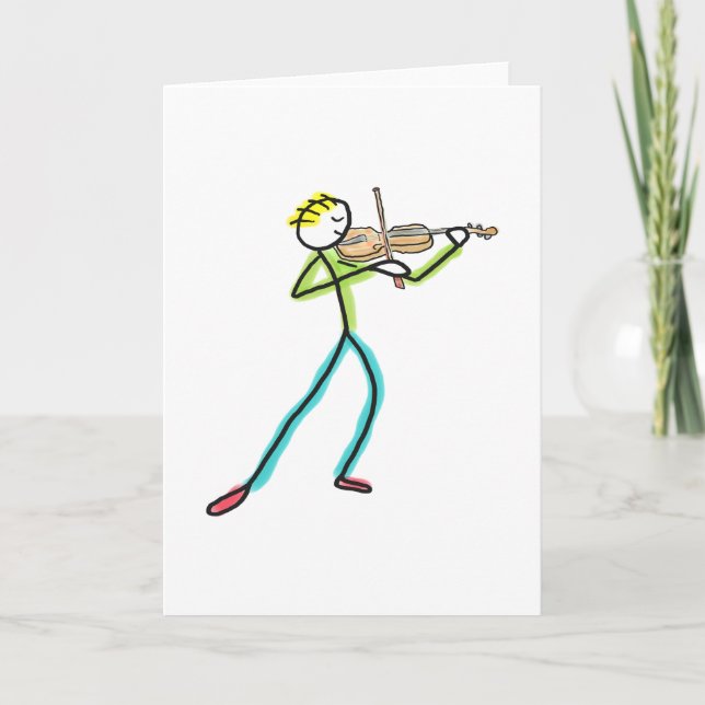 Fiddle Playing Stickman Kort (Framsida)