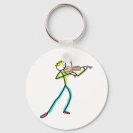 Fiddle Playing Stickman Nyckelring