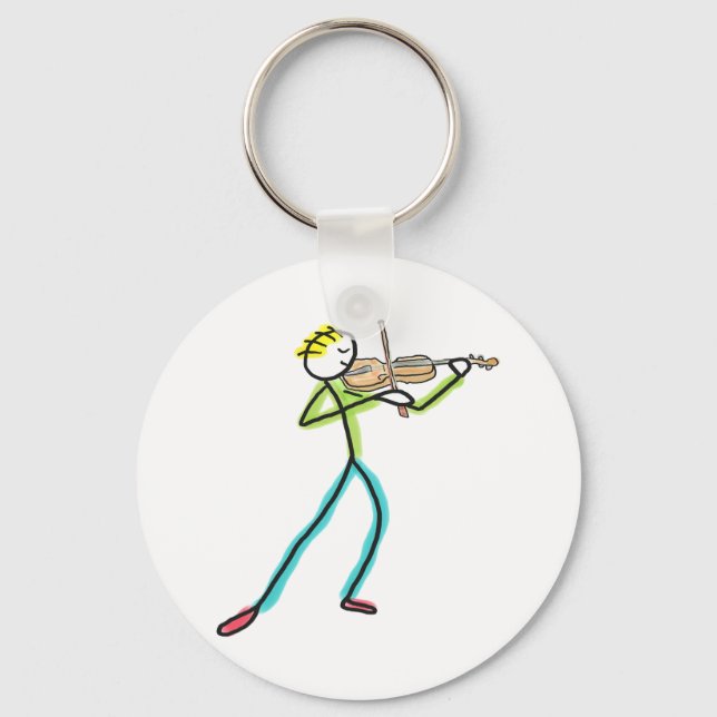 Fiddle Playing Stickman Nyckelring (Framsida)