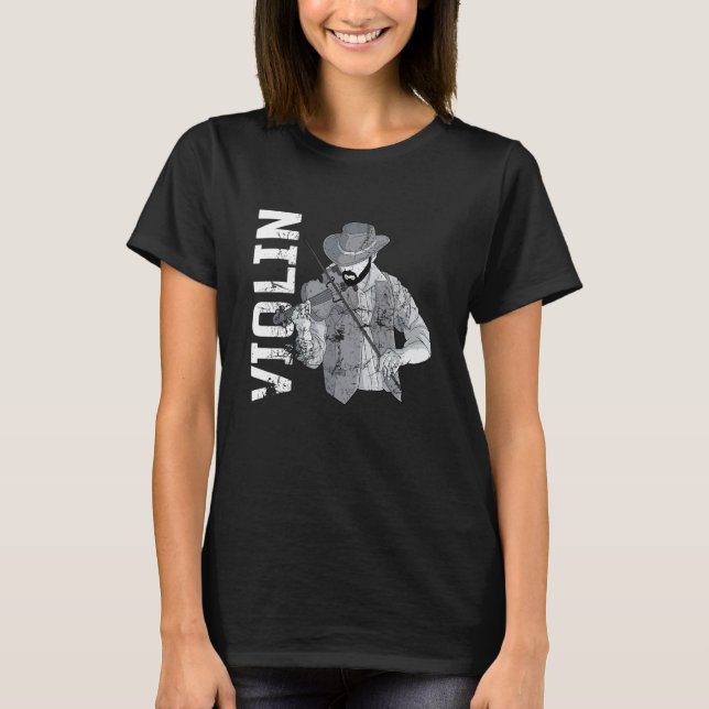 Fiddle viola violin music musical instrument strin t shirt (Framsida)