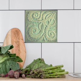 Fiddlehead fern Grönt Ceramic Tile Kakelplatta