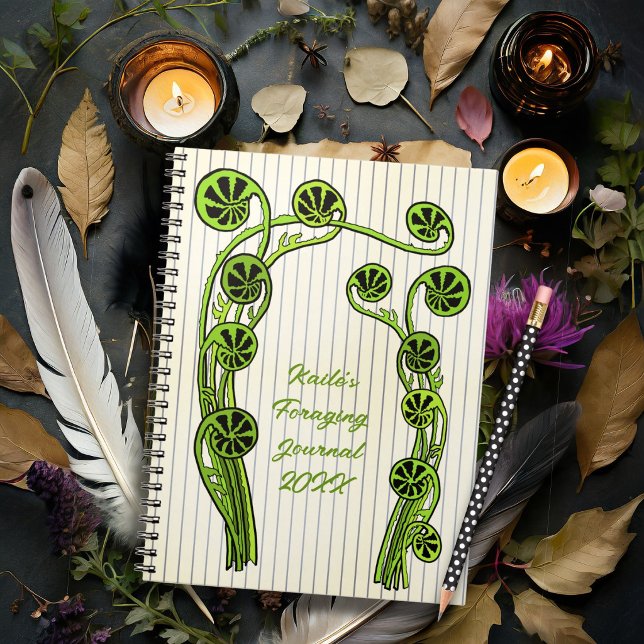 Fiddlehead Ferns Konst Anpassad Vårjournal Anteckningsbok (Skapare uppladdad)