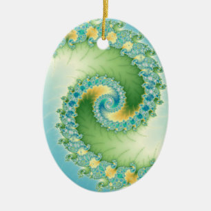 Fiddlehead - Fractal art Julgransprydnad Keramik