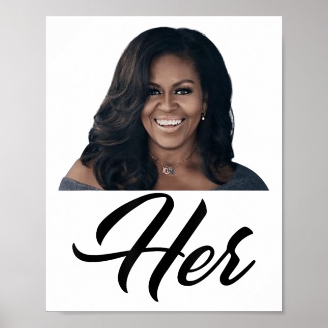 Fiddlesticks Tees Womens Her Michelle Obama - Blue Poster (Framsidan)