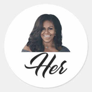 Fiddlesticks Tees Womens Her Michelle Obama - Blue Runt Klistermärke