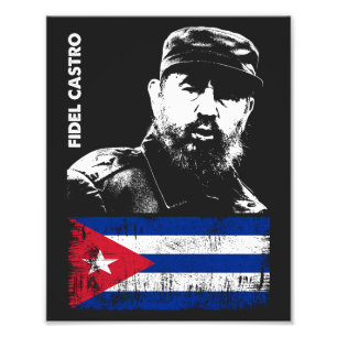 Fidel Castro Cuba Revolution Cuban Flagga Fototryck