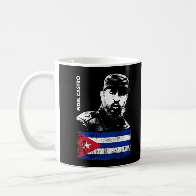 Fidel Castro Cuba Revolution Cuban Flagga Kaffemugg (Vänster)