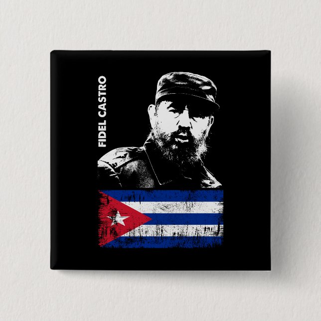 Fidel Castro Cuba Revolution Cuban Flagga Knapp (Framsida)
