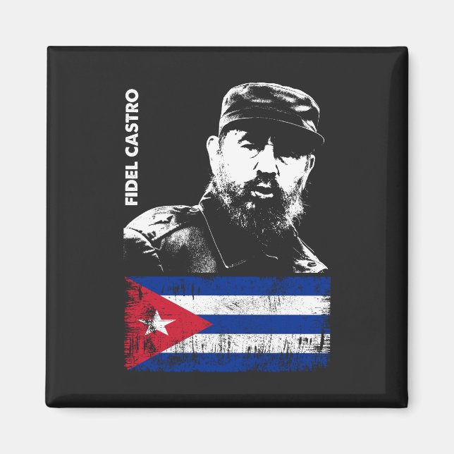 Fidel Castro Cuba Revolution Cuban Flagga Magnet (Framsidan)