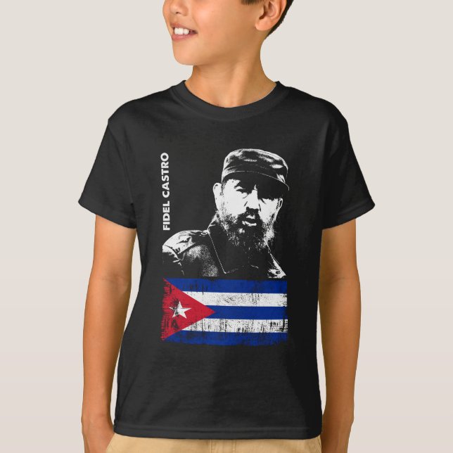 Fidel Castro Cuba Revolution Cuban Flagga T Shirt (Framsida)