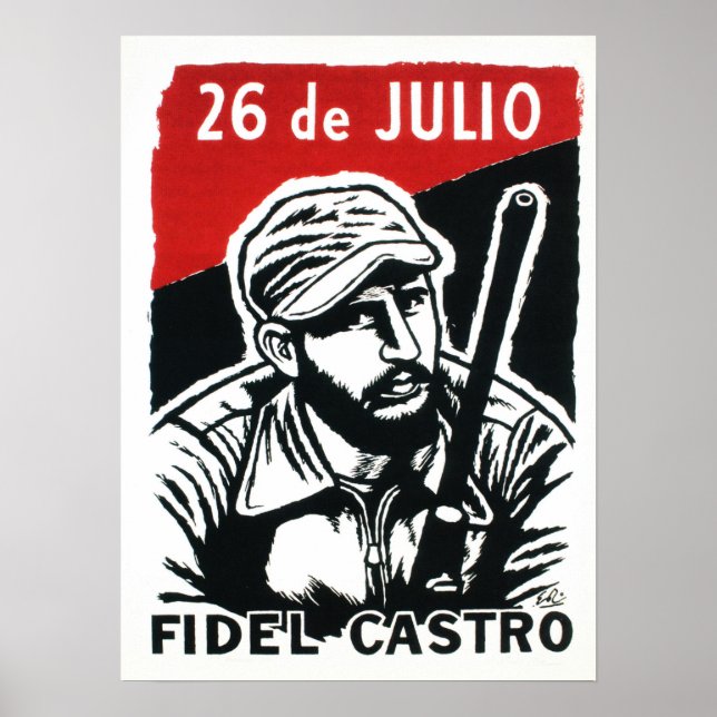 Fidel Castro Cuban Revolution Movement Propaganda Poster (Framsidan)