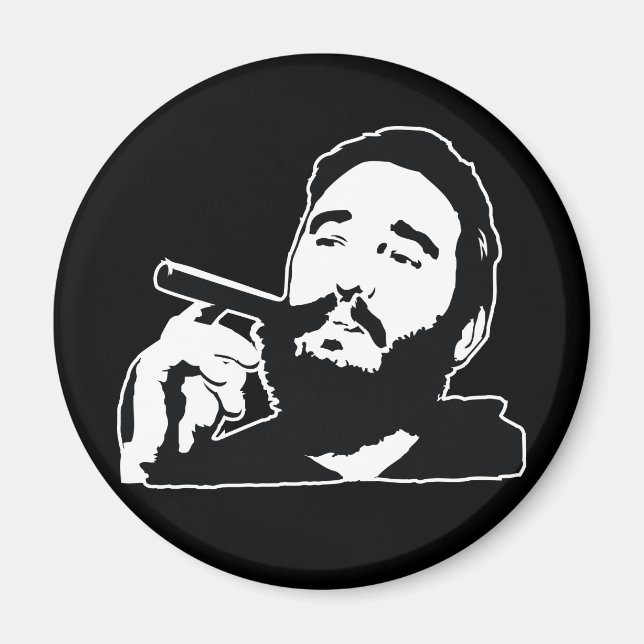 Fidel Castro med Cigar Porträtt Magnet (Framsidan)