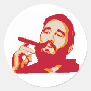Fidel Castro med Cigar Porträtt Sticker Runt Klistermärke