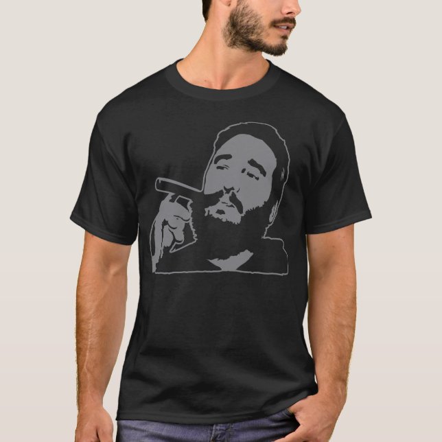Fidel Castro med Cigar Porträtt T-Shirt (Framsida)