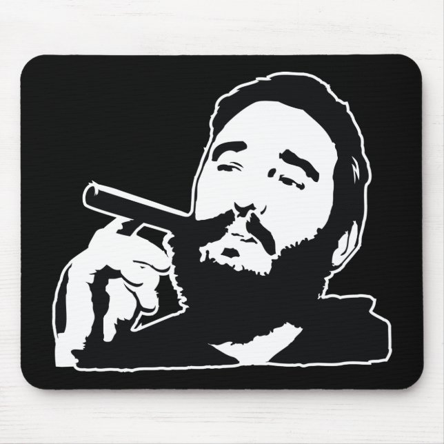 Fidel Castro med cigarrporträtt Mousepad Musmatta (Framsidan)