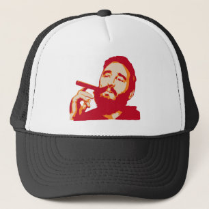 Fidel Castro med cigarrporträtthatten Truckerkeps