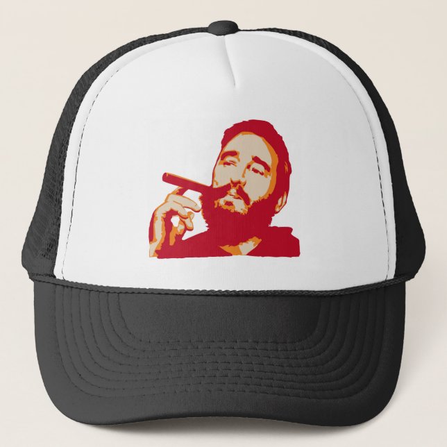 Fidel Castro med cigarrporträtthatten Truckerkeps (Framsida)
