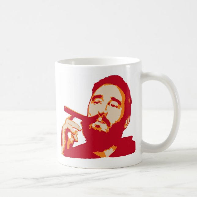 Fidel Castro med cigarrporträttmuggen Kaffemugg (Höger)