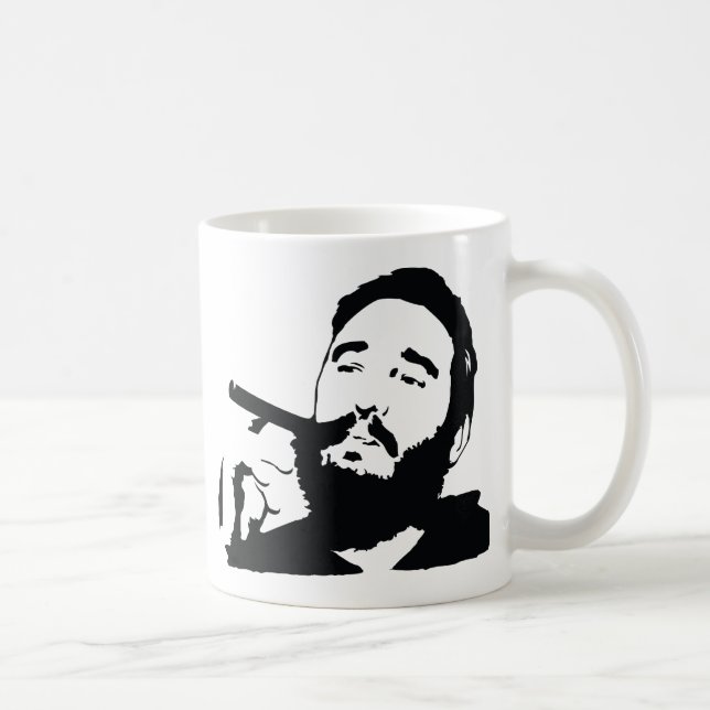 Fidel Castro med cigarrporträttmuggen Kaffemugg (Höger)