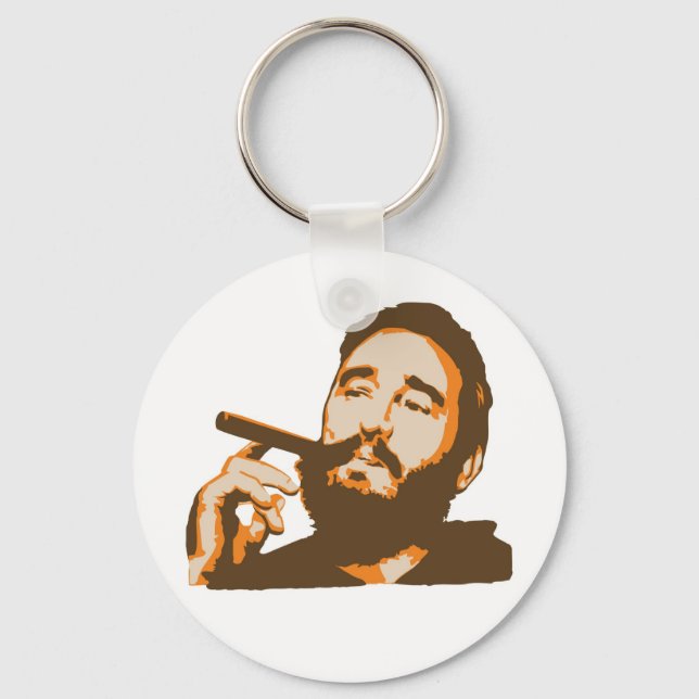 Fidel Castro med nyckelkedjan Cigar Porträtt Nyckelring (Framsida)