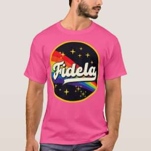 Fidela Rainbow in Space Vintage Stil T Shirt