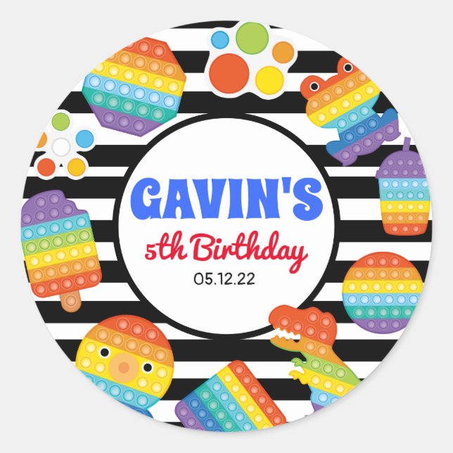 Fidget Birthday Sticker Runt Klistermärke (Framsida)