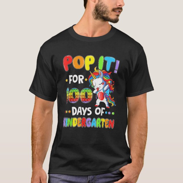 Fidget Pop 100-dagen Kindergarten Unicorn Ki T Shirt (Framsida)