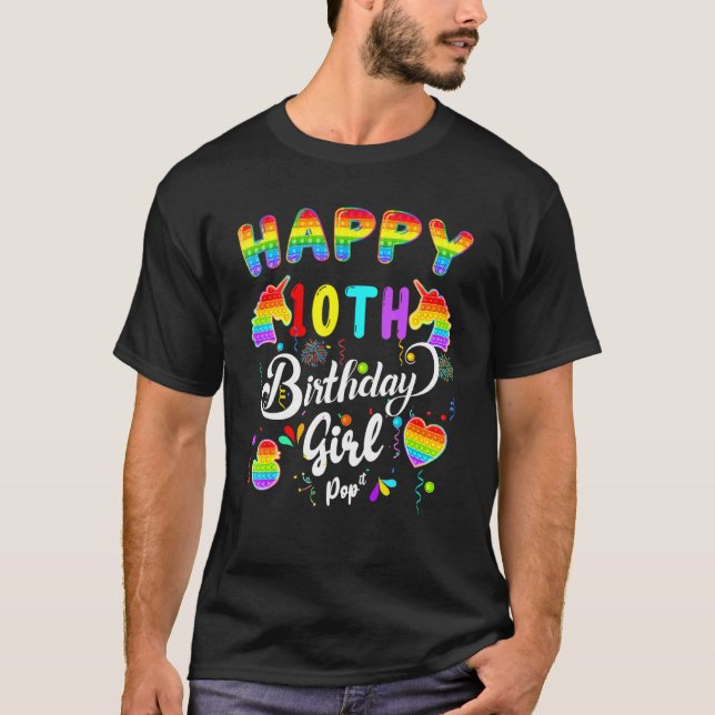Fidget Pop Det är födelsedag Lycklig 10:e födelsed T Shirt (Framsida)