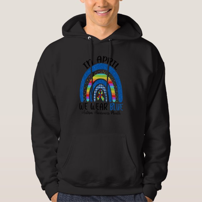 Fidget Rainbow i april Bäror vi blå autism Hoodie (Framsida)