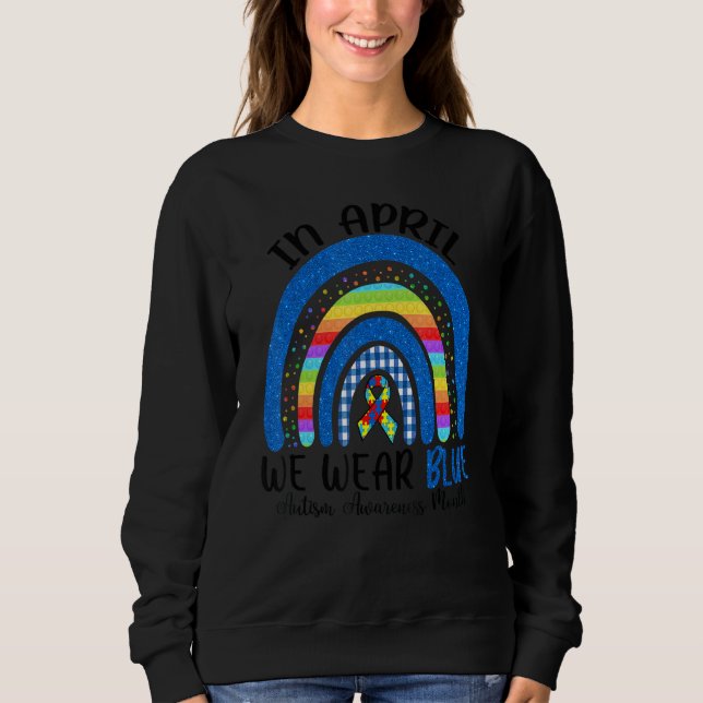 Fidget Rainbow i april Bäror vi blå autism T Shirt (Framsida)