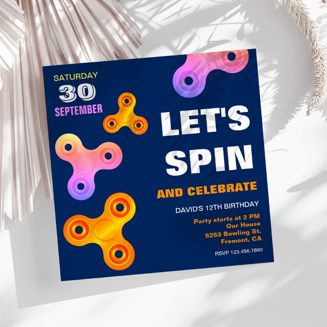Fidget Spinner Födelsedagsfest inbjudan (Skapare uppladdad)