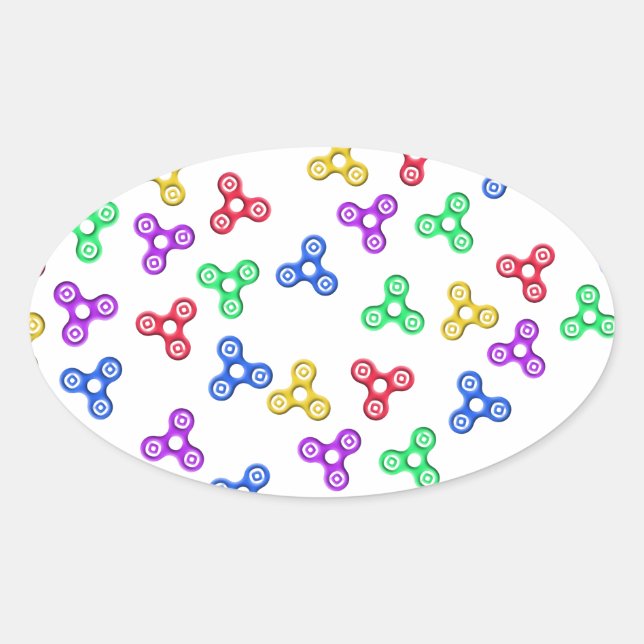 Fidget Spinners Ovalt Klistermärke (Framsida)