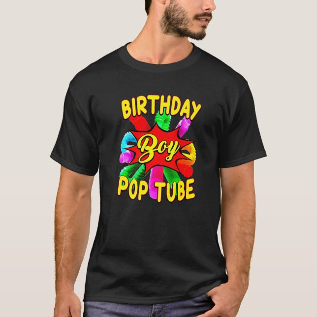 Fidget Toy Pop Tube Birrthday Boy   T Shirt (Framsida)
