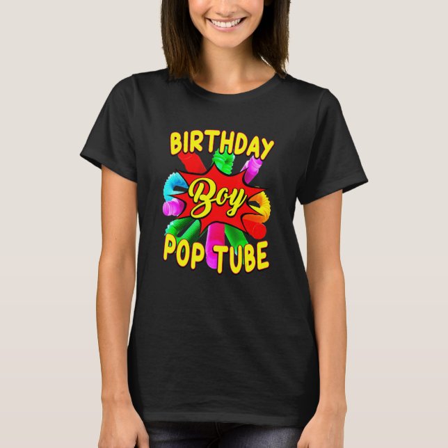 Fidget Toy Pop Tube Birrthday Boy T Shirt (Framsida)