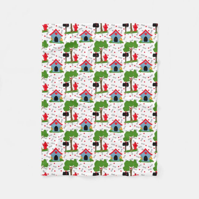 Fido Hund House Hearts Bones Fleecefilt (Framsidan)