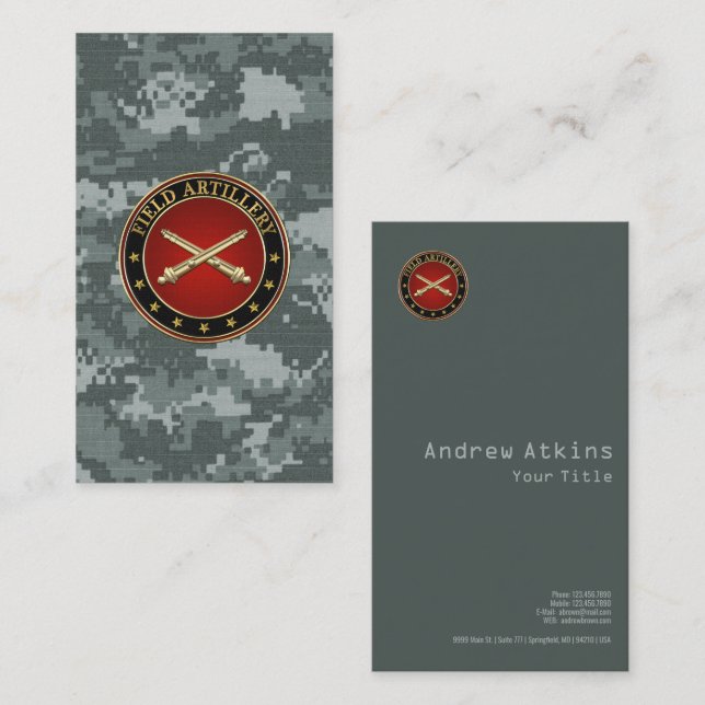 Field Artillery Branch Insignia Special Edition Visitkort (Fram/baksida)