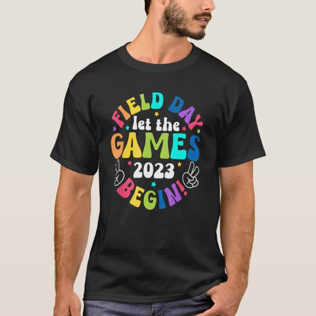 Field Day 2023 Let The Games Begin Kids Boys Girls T Shirt (Framsida)