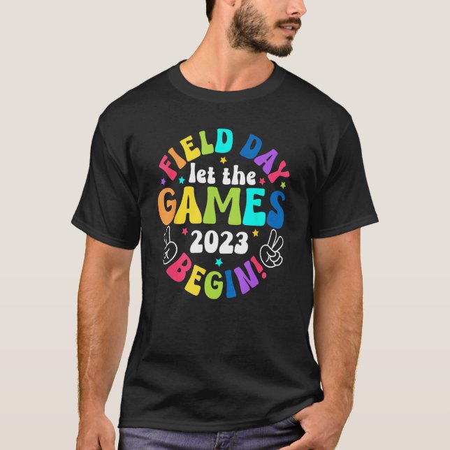 Field Day 2023 Let The Games Begin Kids Boys Girls T Shirt (Framsida)