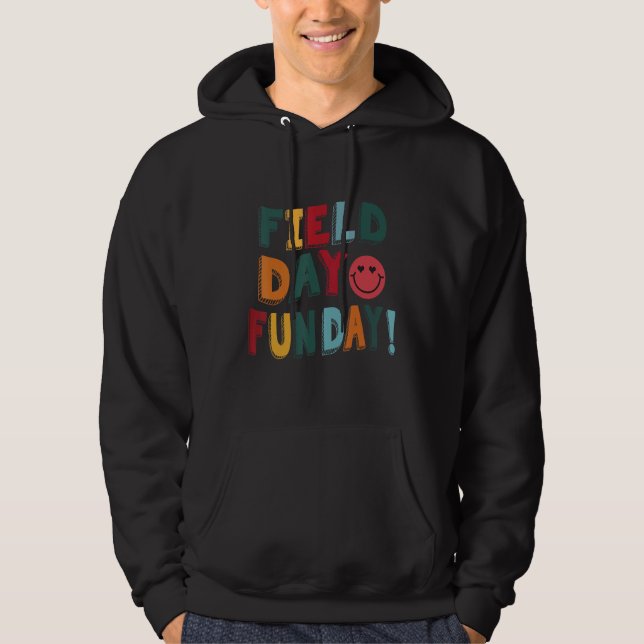 FIELD DAY VIBES 2023 Teacher Kids Groovy Fun Day 1 Hoodie (Framsida)