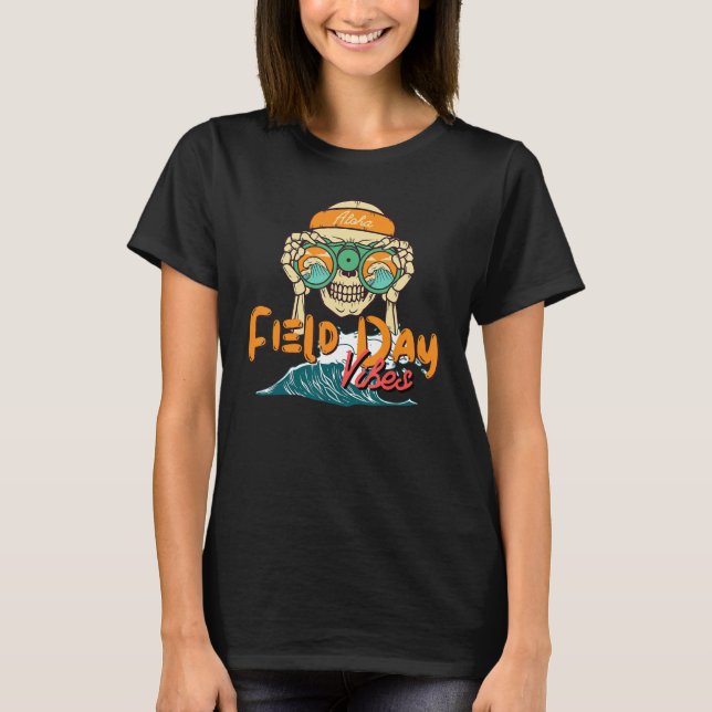 Field Day Vibes Skeleton Last Day Of School Teache T Shirt (Framsida)