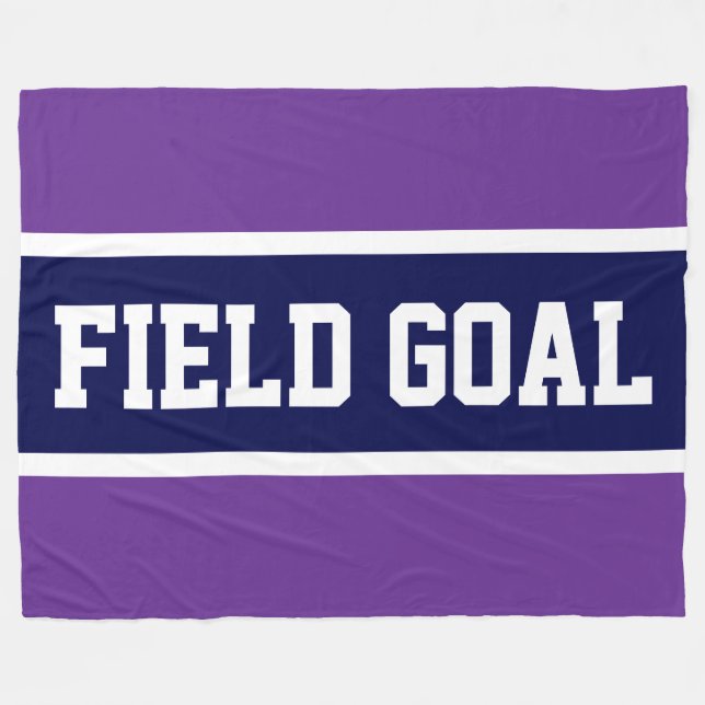 FIELD GOAL Royal Purple White Navy Blue Stripes Fleecefilt (Framsidan (Horisontell))