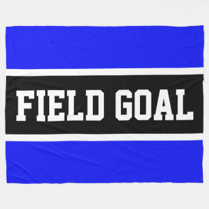 FIELD GOAL Sporty Svart Vitt Royalblå Ränder Fleecefilt