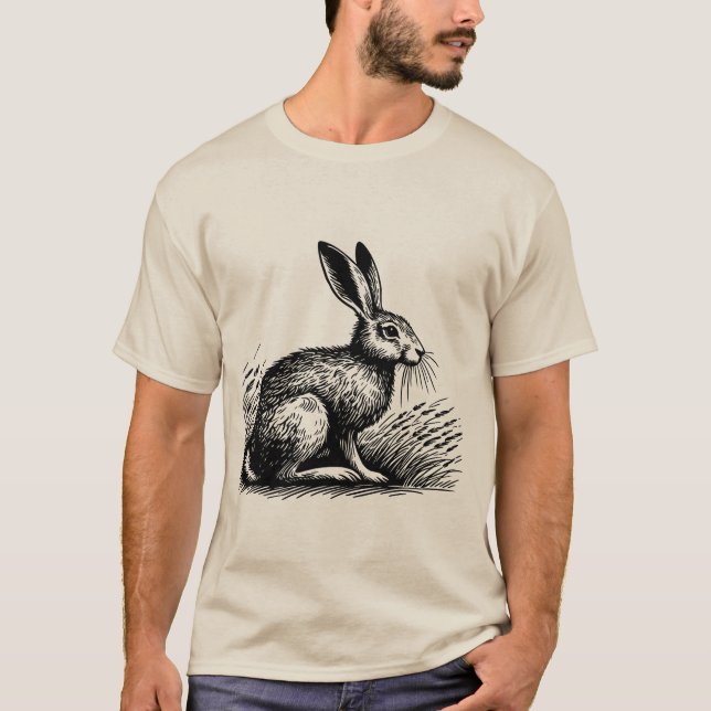 Field Hare – Rustic Rabbit T-Shirt Design (Framsida)