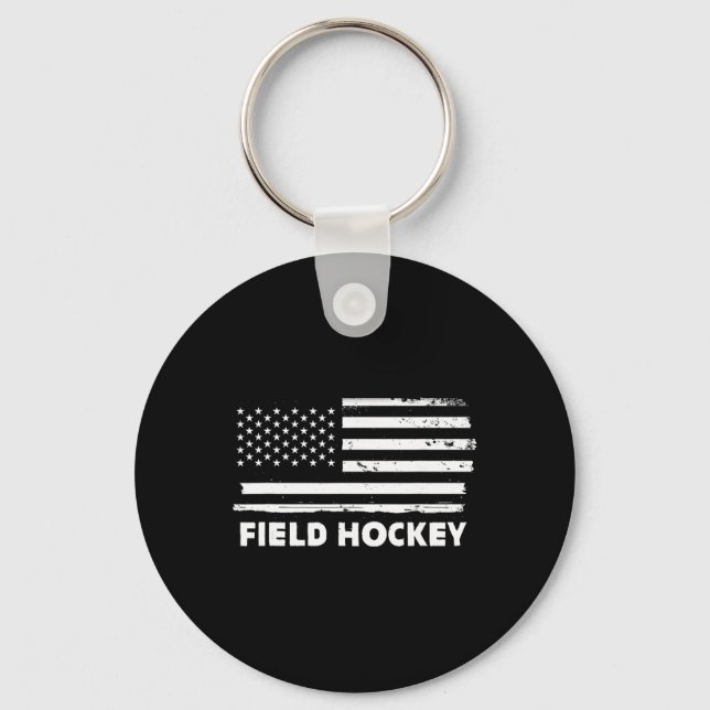 Field Hockey Life Usa Flag Patriotic Sports Design Nyckelring (Framsida)