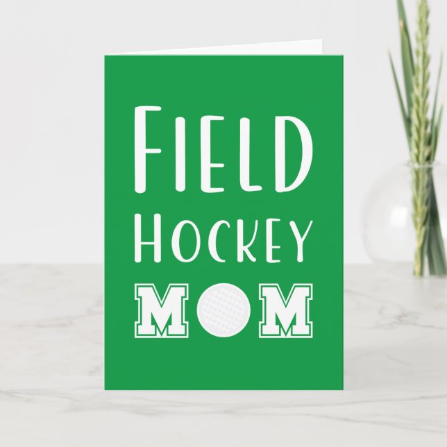 Field Hockey Mamma Grön Och Vit Typografi Text Kort (Framsida)