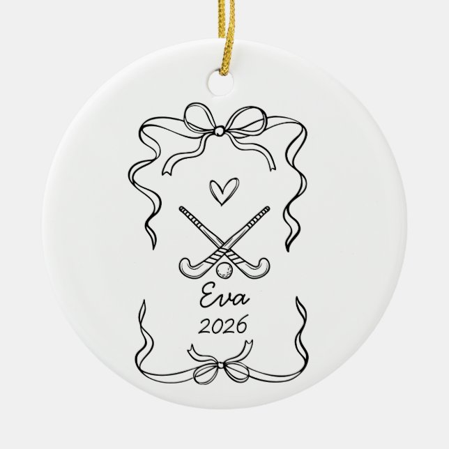  Field Hockey Ornament, Christmas Coquette  Julgransprydnad Keramik (Framsidan)