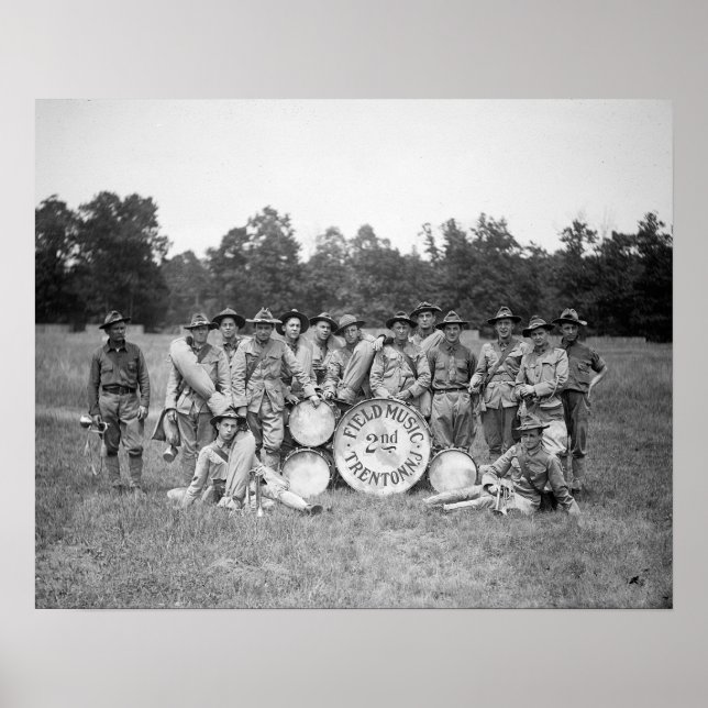 Field Music Band, 1925. Gammalt foto Poster (Framsidan)