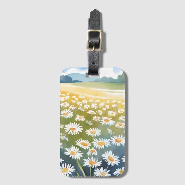 Field of Daisies | Flower Meadow Floral Painting  Bagagebricka (Framsida vertikal)